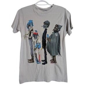 Gorillaz Mens Graphic T-Shirt Small Gray Band Tee Music Virtual Group 2D Murdoc